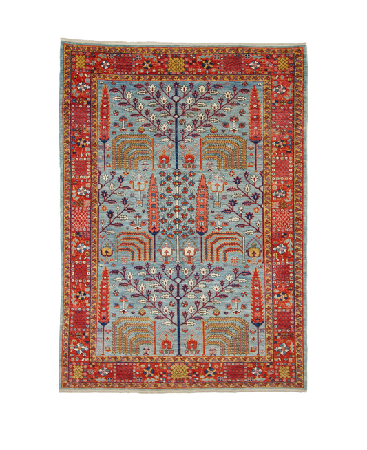 W 6.1 L 8.7 Tree of Life 100% Wool Hand-Woven All-Over Design - 66105