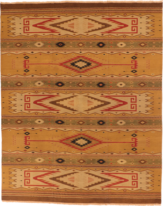 W 11.10 L 14.10 Soumak 100% Wool Hand-Woven Geometric Design - 66110