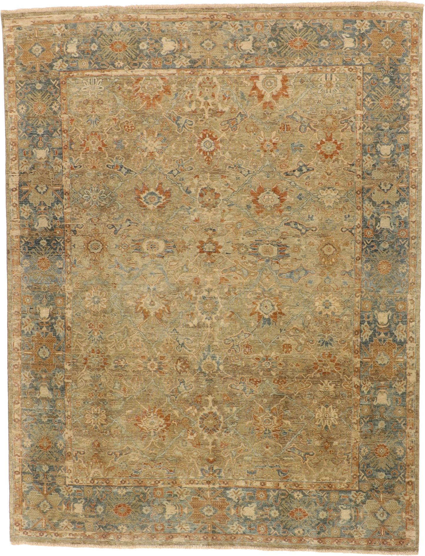 W 7.9 L 8.10 Mahal Transitional 100% Wool Hand-Knotted Rug - 66114