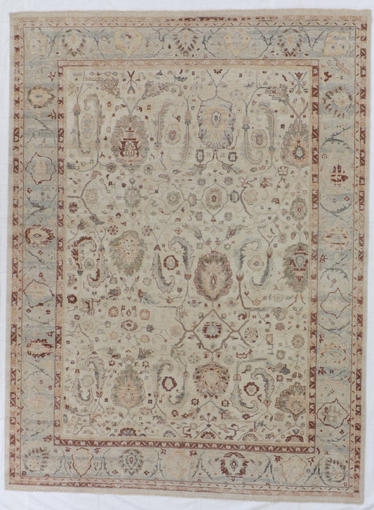 W 9 L 11.11 Sultan Abad 100% Wool Handmade All Over Design - 66116