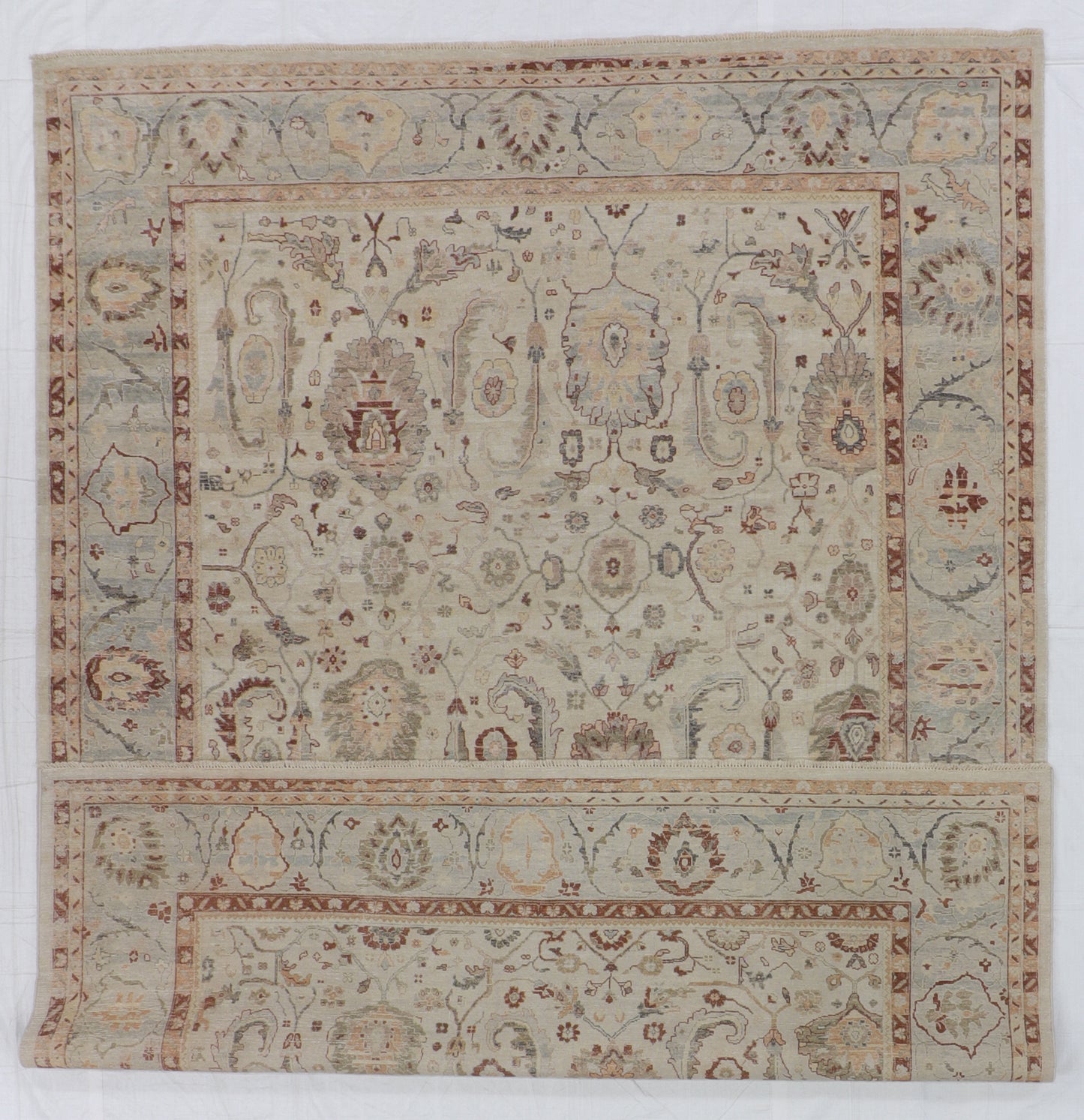 W 9 L 11.11 Sultan Abad 100% Wool Handmade All Over Design - 66116