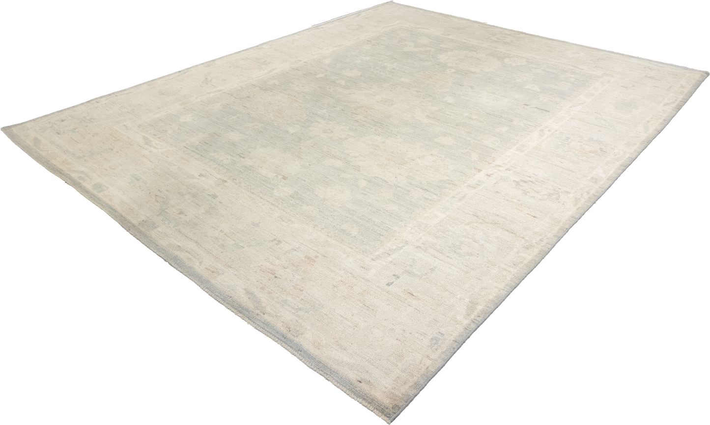 W 7.11 L 9.9 Oushak 100% Wool Hand-Woven All-Over Design - 66130