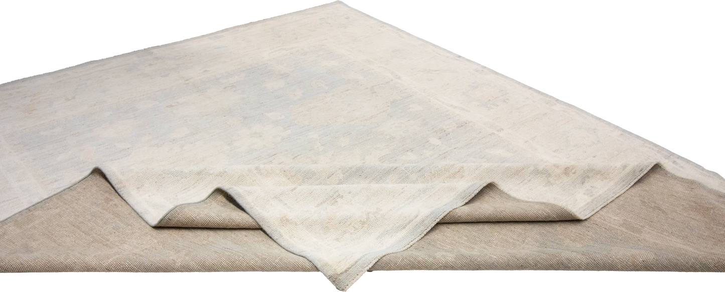 W 7.11 L 9.9 Oushak 100% Wool Hand-Woven All-Over Design - 66130