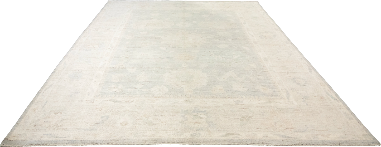 W 7.11 L 9.9 Oushak 100% Wool Hand-Woven All-Over Design - 66130