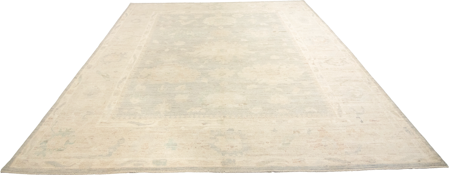 W 7.11 L 9.9 Oushak 100% Wool Hand-Woven All-Over Design - 66130