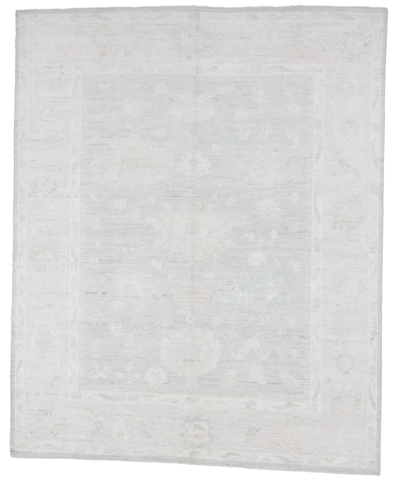 W 7.11 L 9.9 Oushak 100% Wool Hand-Woven All-Over Design - 66130