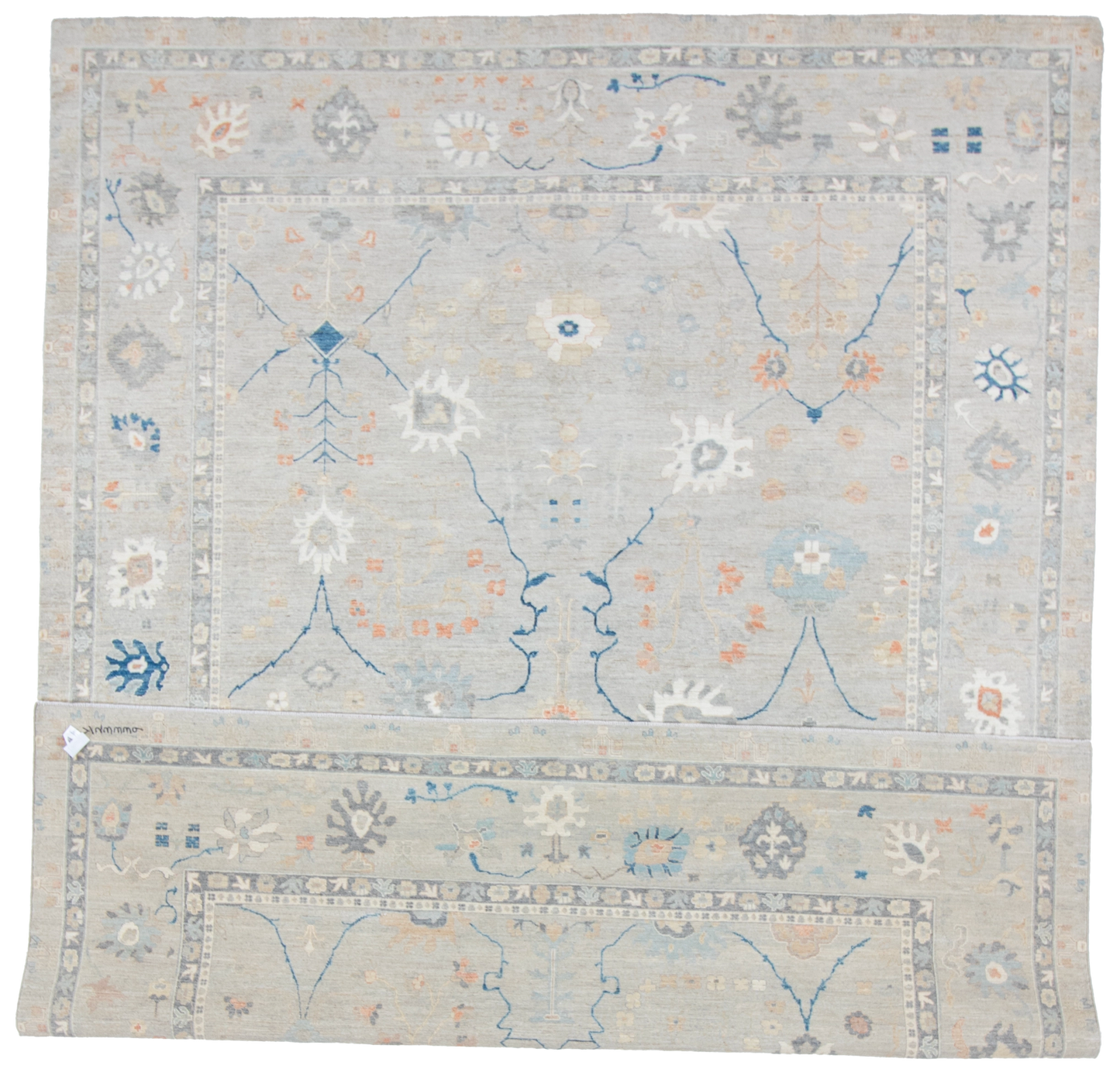 W 9 L 11.9 Oushak 100% Wool Hand-Woven All-Over Design - 66131
