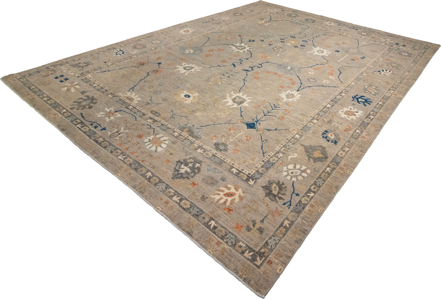 W 9 L 11.9 Oushak 100% Wool Hand-Woven All-Over Design - 66131
