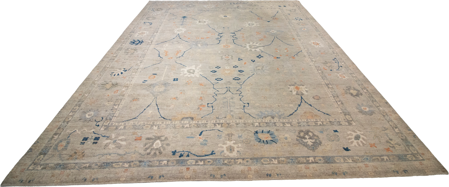 W 9 L 11.9 Oushak 100% Wool Hand-Woven All-Over Design - 66131