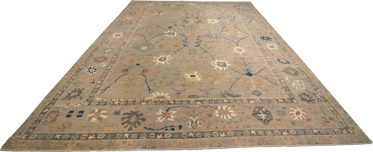 W 9 L 11.9 Oushak 100% Wool Hand-Woven All-Over Design - 66131
