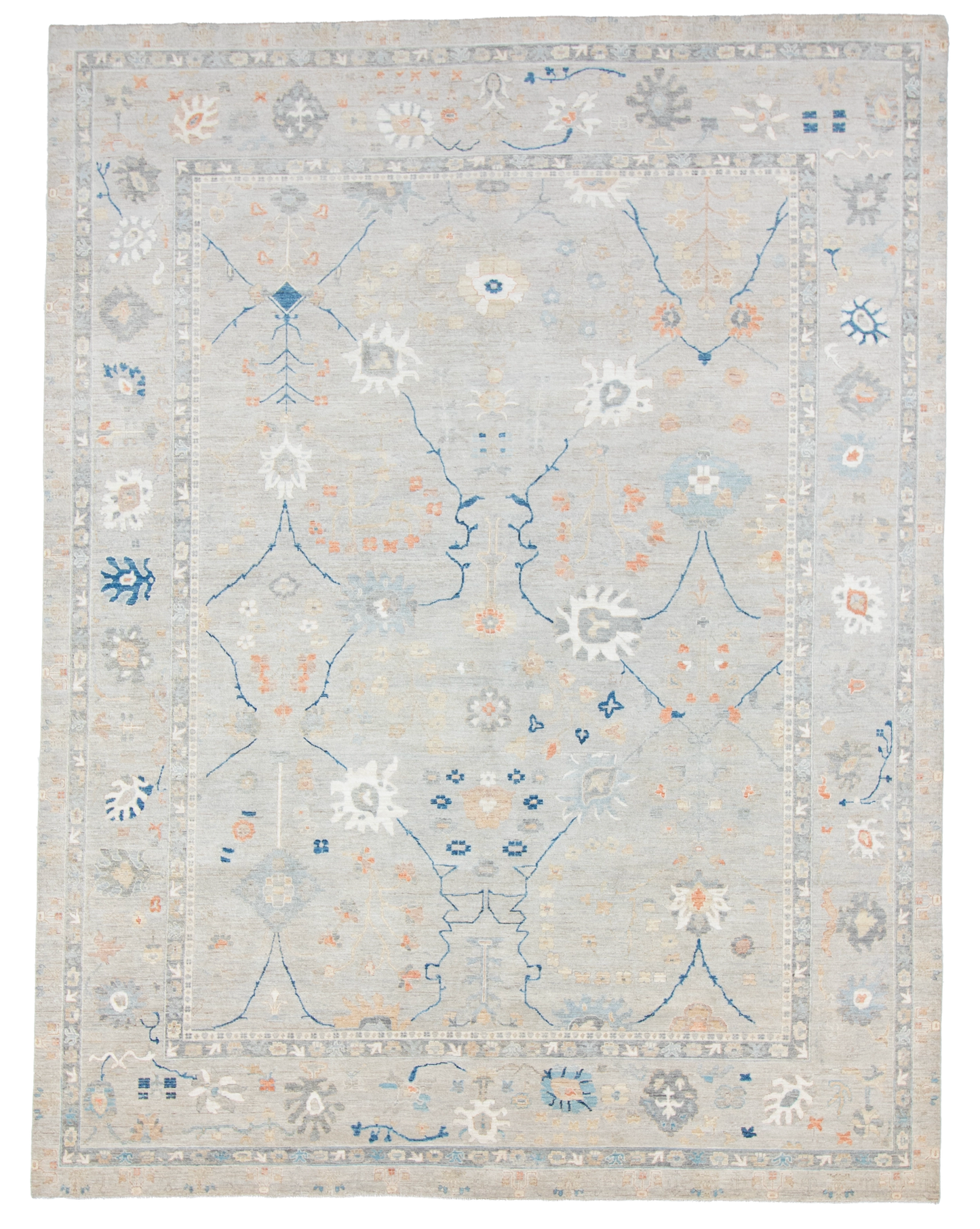 W 9 L 11.9 Oushak 100% Wool Hand-Woven All-Over Design - 66131