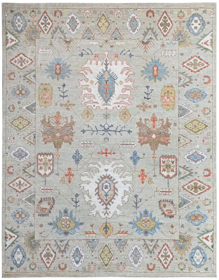 W 8.1 L 9.10 Oushak 100% Wool Handmade All Over Design - 66137