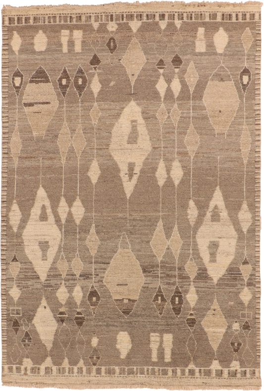 W 6.3 L 9.1 Moroccan 100% Wool Handmade Geometric Design - 66147