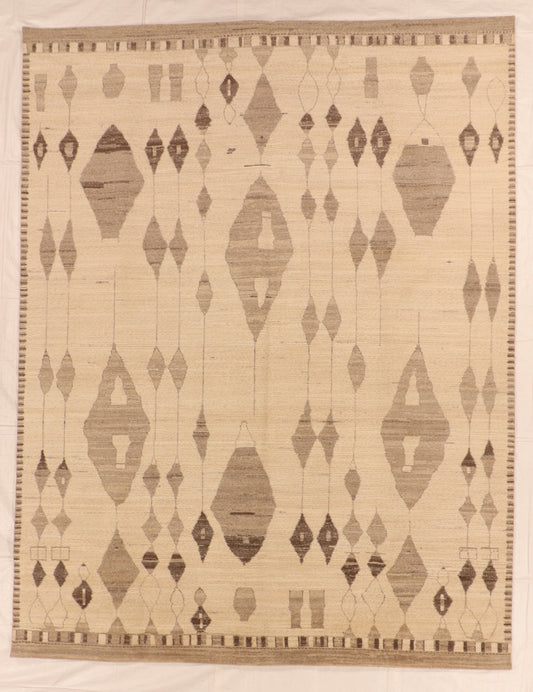 W 9.2 L 11.10 Moroccan 100% Wool Handmade All Over Design - 66148