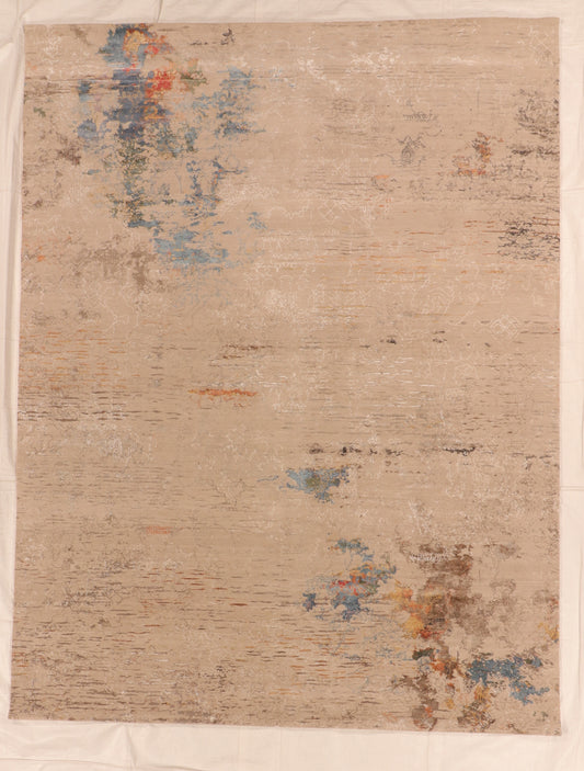 W 9.1 L 11.11 Modern Wool And Silk Blend India All Over Design - 66149