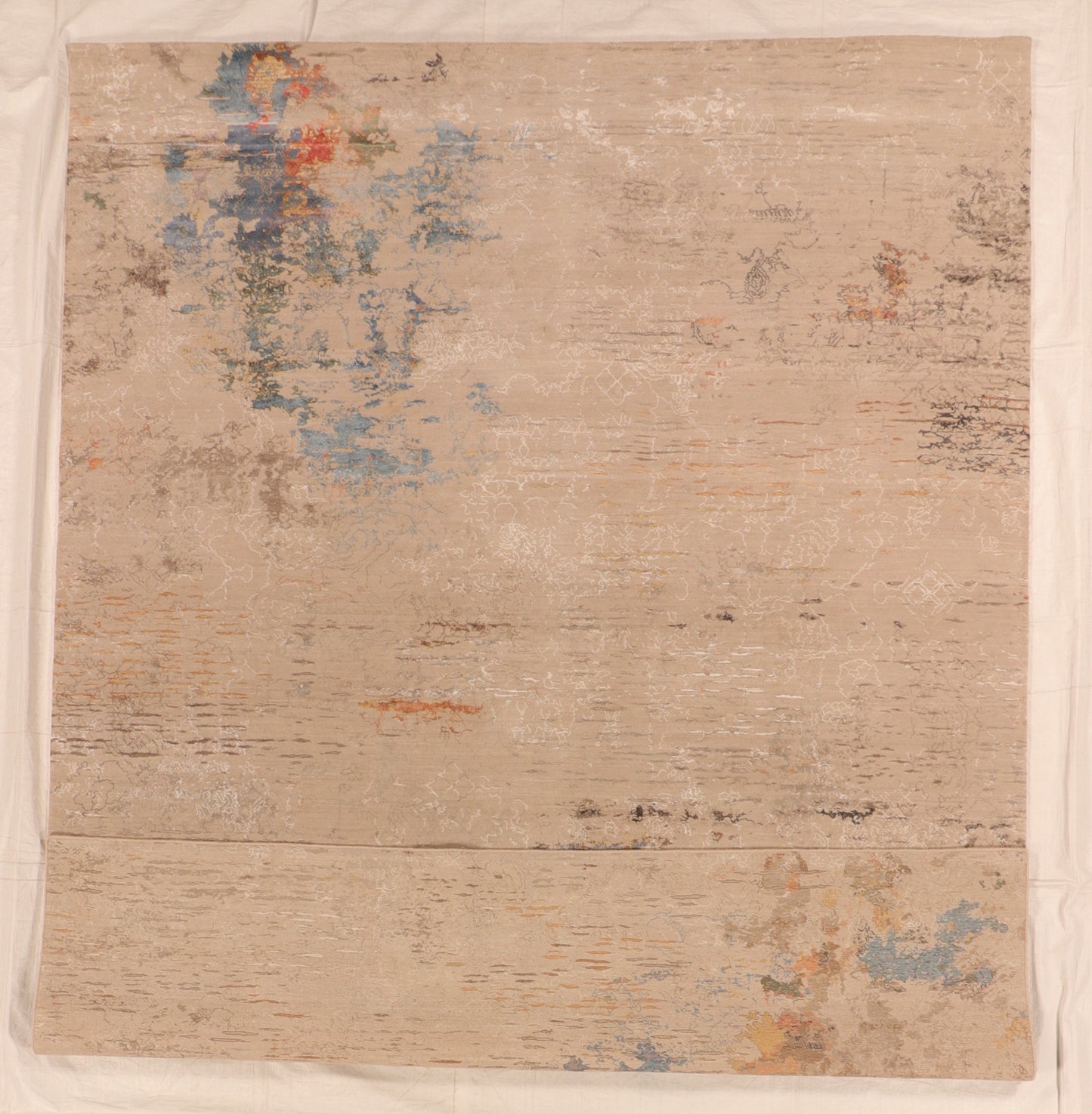 W 9.1 L 11.11 Modern Wool And Silk Blend India All Over Design - 66149