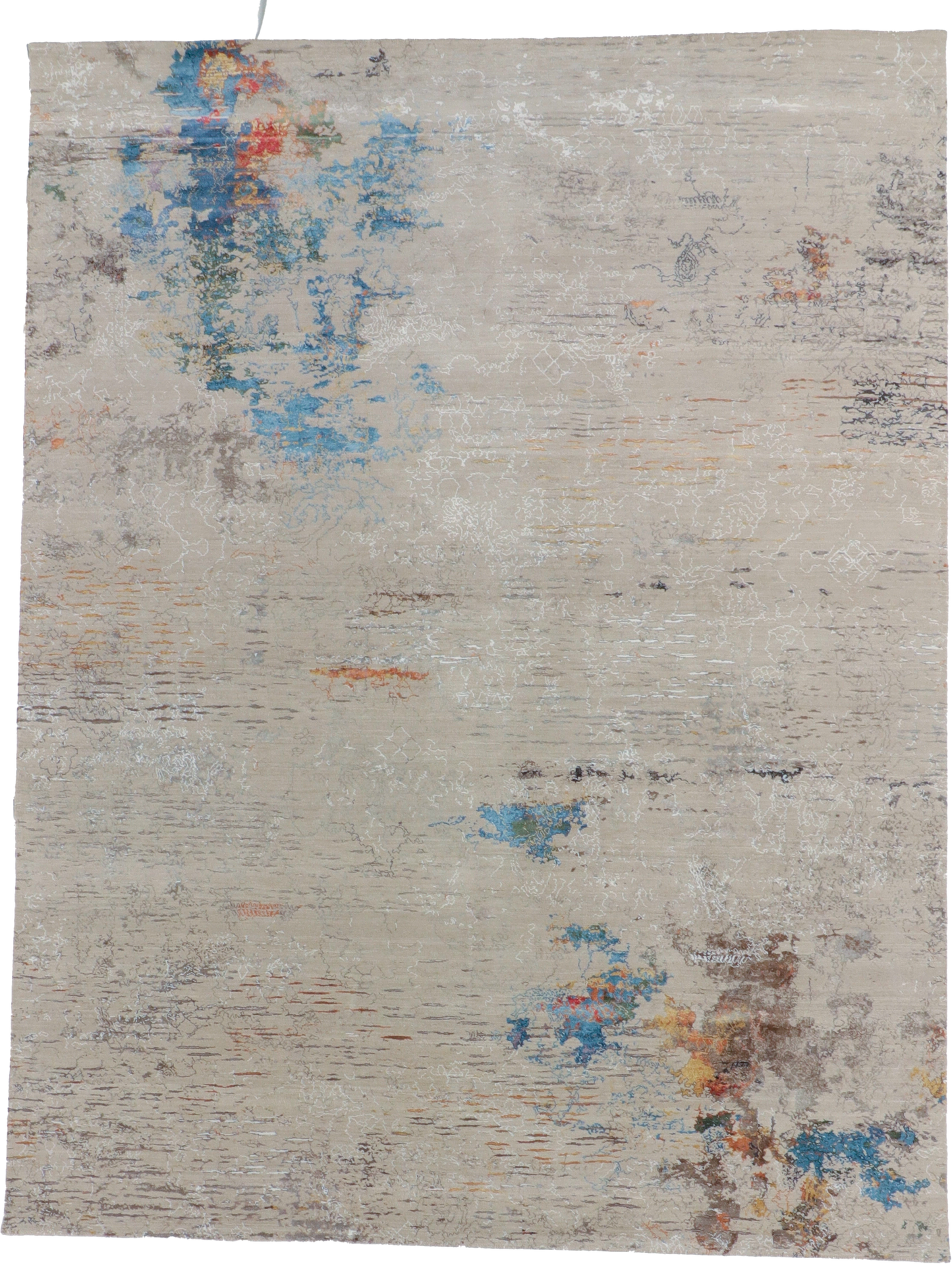 W 9.1 L 11.11 Modern Wool And Silk Blend Hand-Woven All-Over Design - 66149