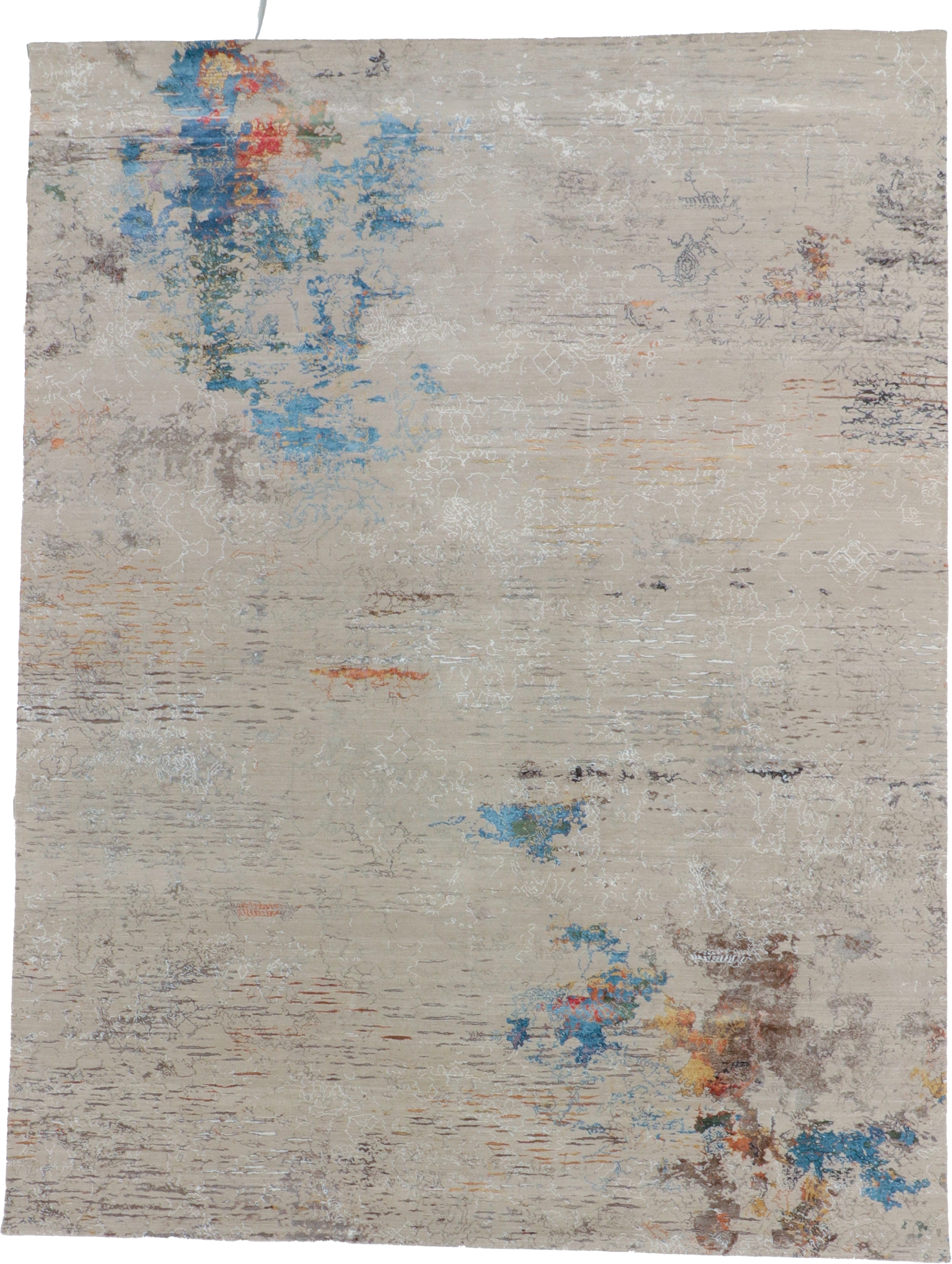 W 9.1 L 11.11 Modern Wool And Silk Blend Hand-Woven All-Over Design - 66149