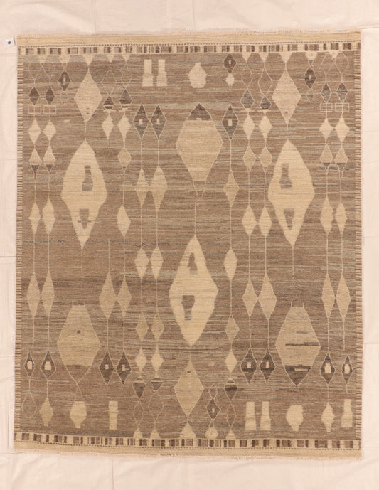W 8.3 L 10.1 Moroccan 100% Wool Hand-Knotted Pile Rug - 66153