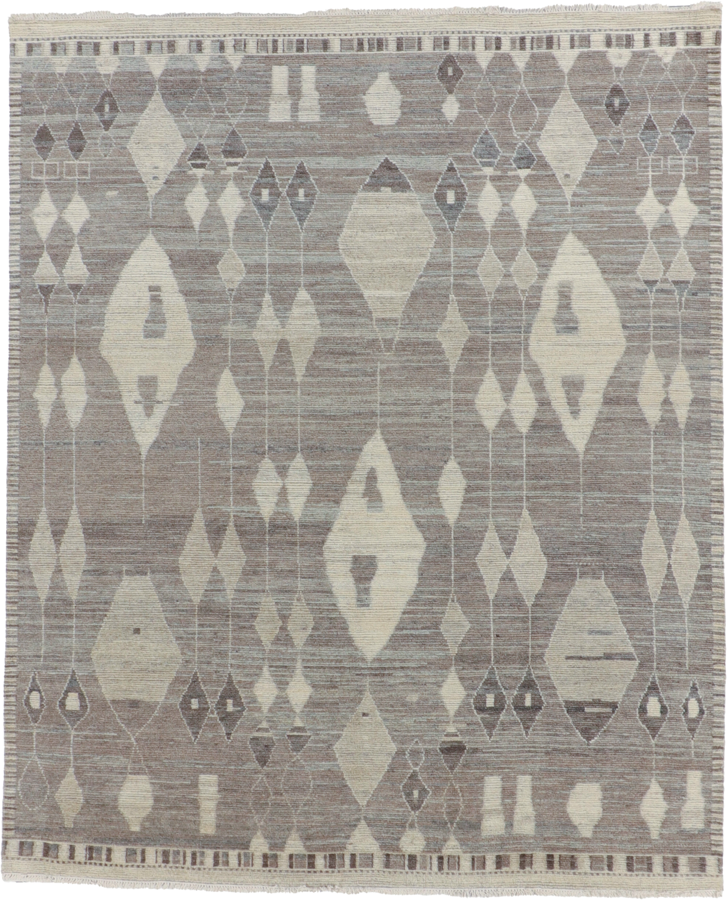 W 8.3 L 10.1 Moroccan 100% Wool Hand-Knotted Pile Rug - 66153