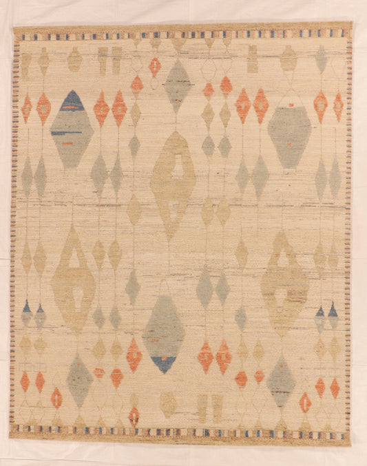 W 8.1 L 10 Moroccan 100% Wool Hand-Knotted Pile Rug - 66155