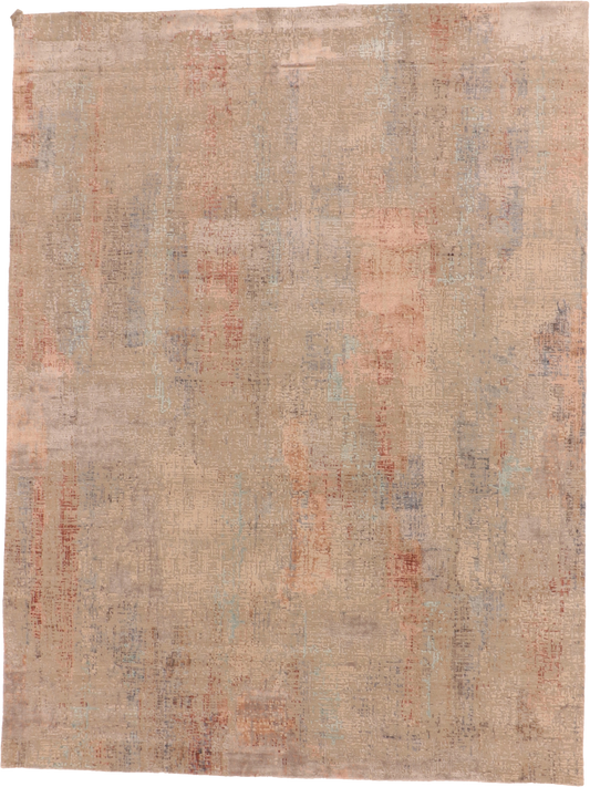 W 9.2 L 12.2 Modern Wool And Silk Blend Hand-Woven All-Over Design - 66159