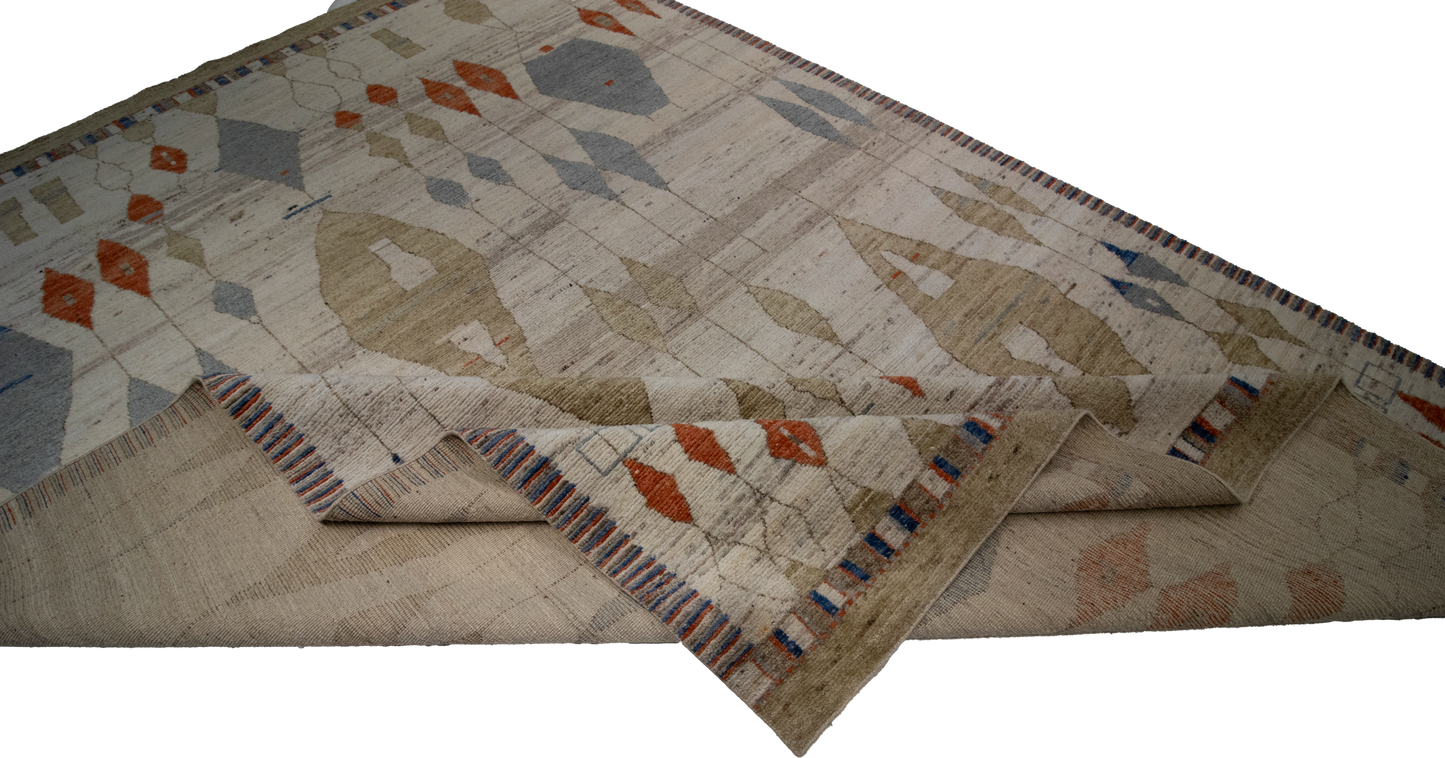 W 10.1 L 14.2 Moroccan 100% Wool Hand-Woven All-Over Design - 66161