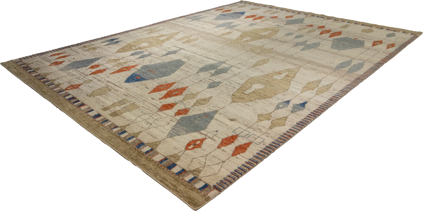 W 10.1 L 14.2 Moroccan 100% Wool Hand-Woven All-Over Design - 66161