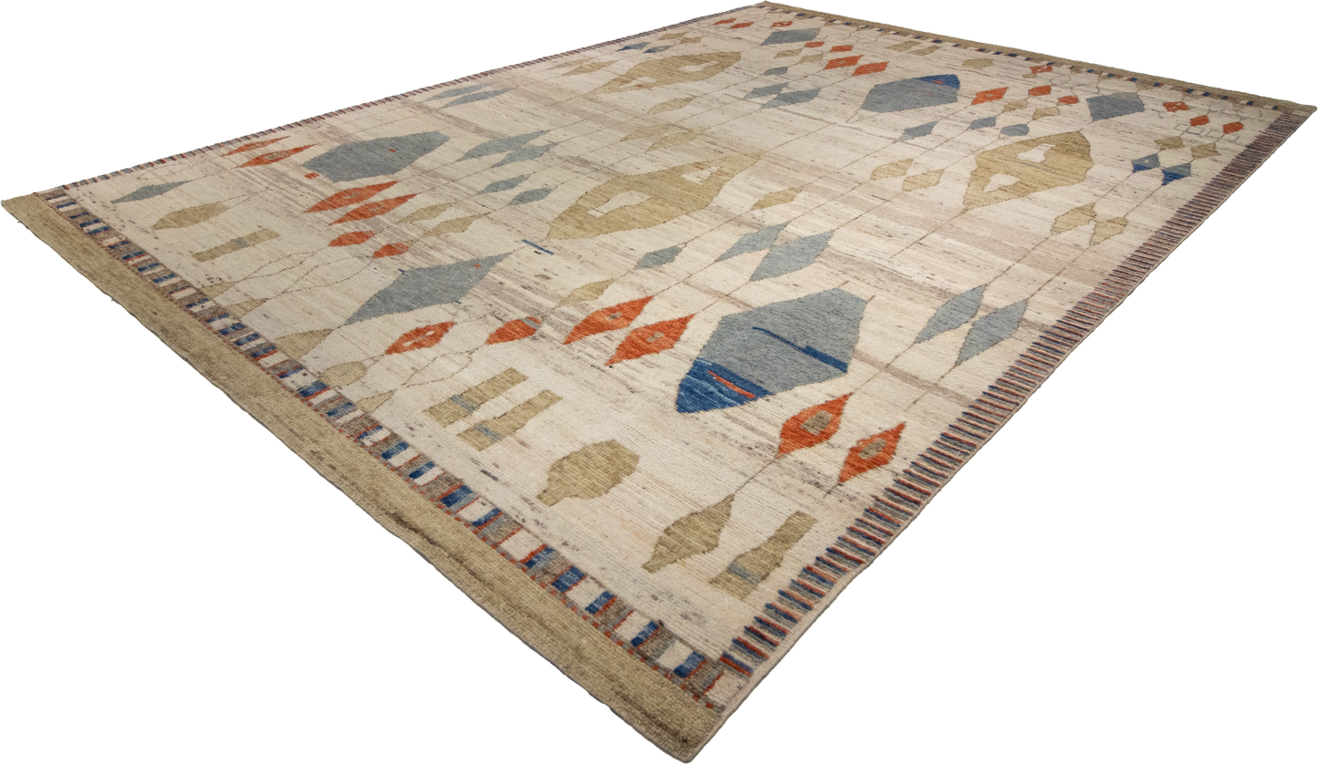 W 10.1 L 14.2 Moroccan 100% Wool Hand-Woven All-Over Design - 66161