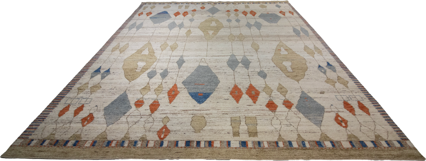 W 10.1 L 14.2 Moroccan 100% Wool Hand-Woven All-Over Design - 66161