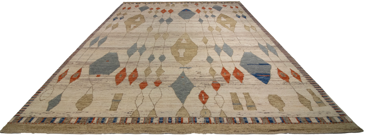 W 10.1 L 14.2 Moroccan 100% Wool Hand-Woven All-Over Design - 66161