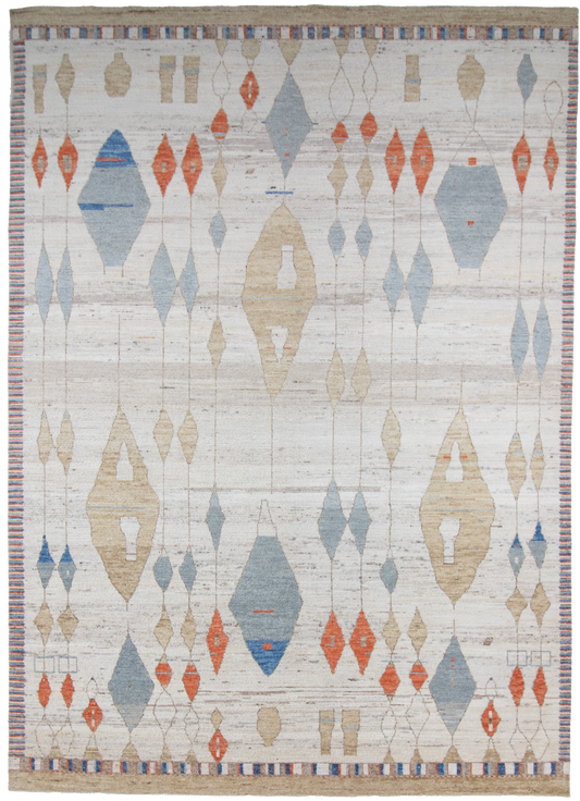 W 10.1 L 14.2 Moroccan 100% Wool Hand-Woven All-Over Design - 66161