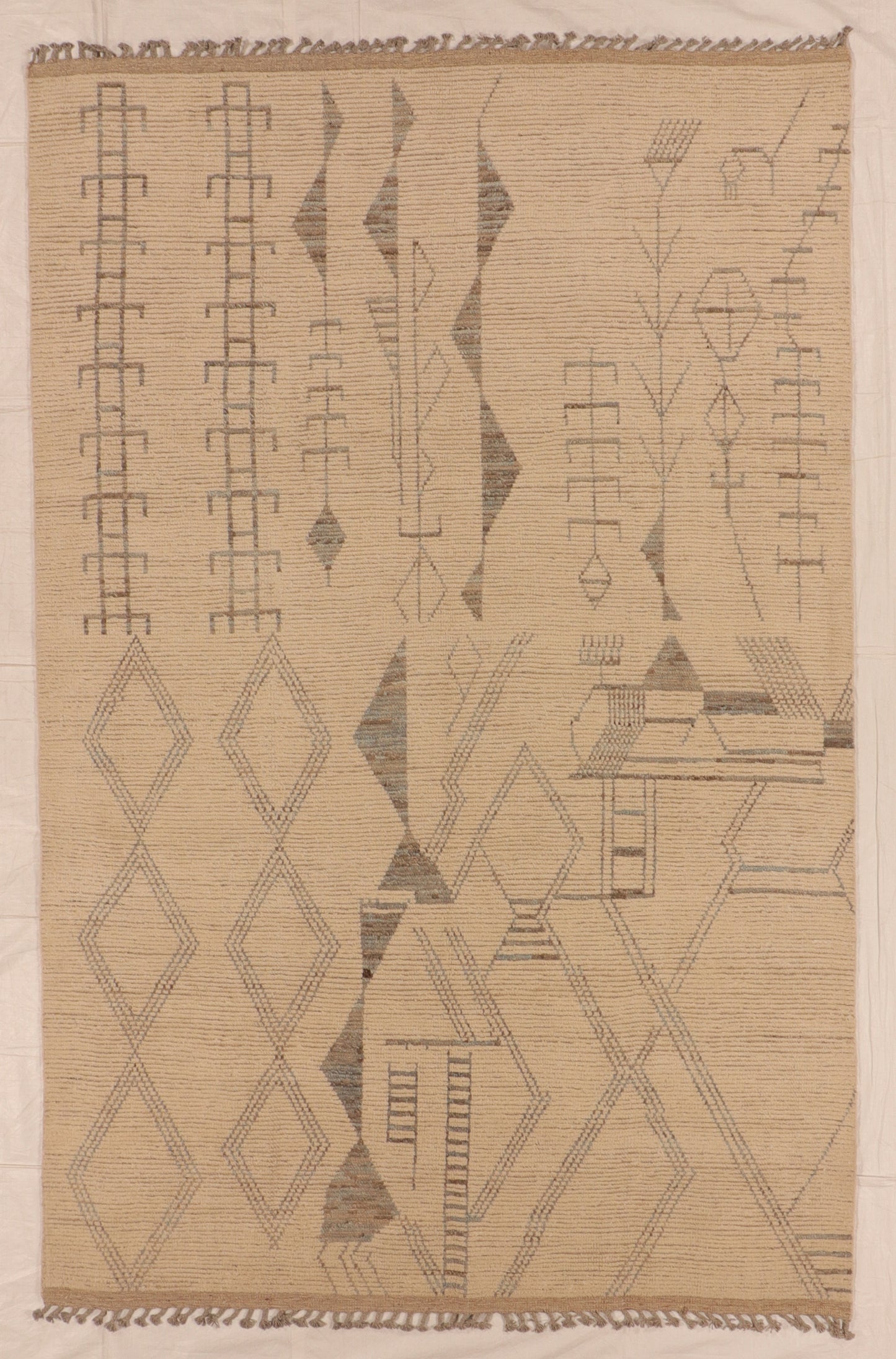 W 7.10 L 12 Moroccan 100% Wool Handmade Allover Geometric Design - 66176