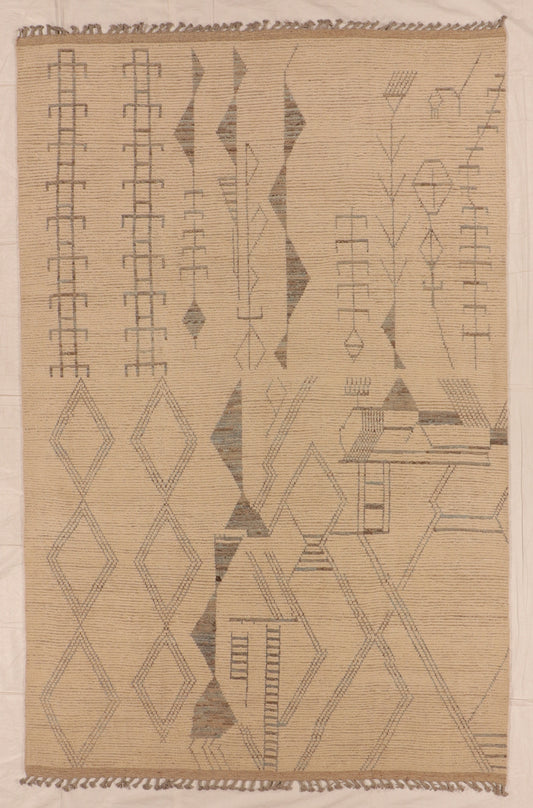 W 7.10 L 12 Moroccan 100% Wool Handmade Allover Geometric Design - 66176