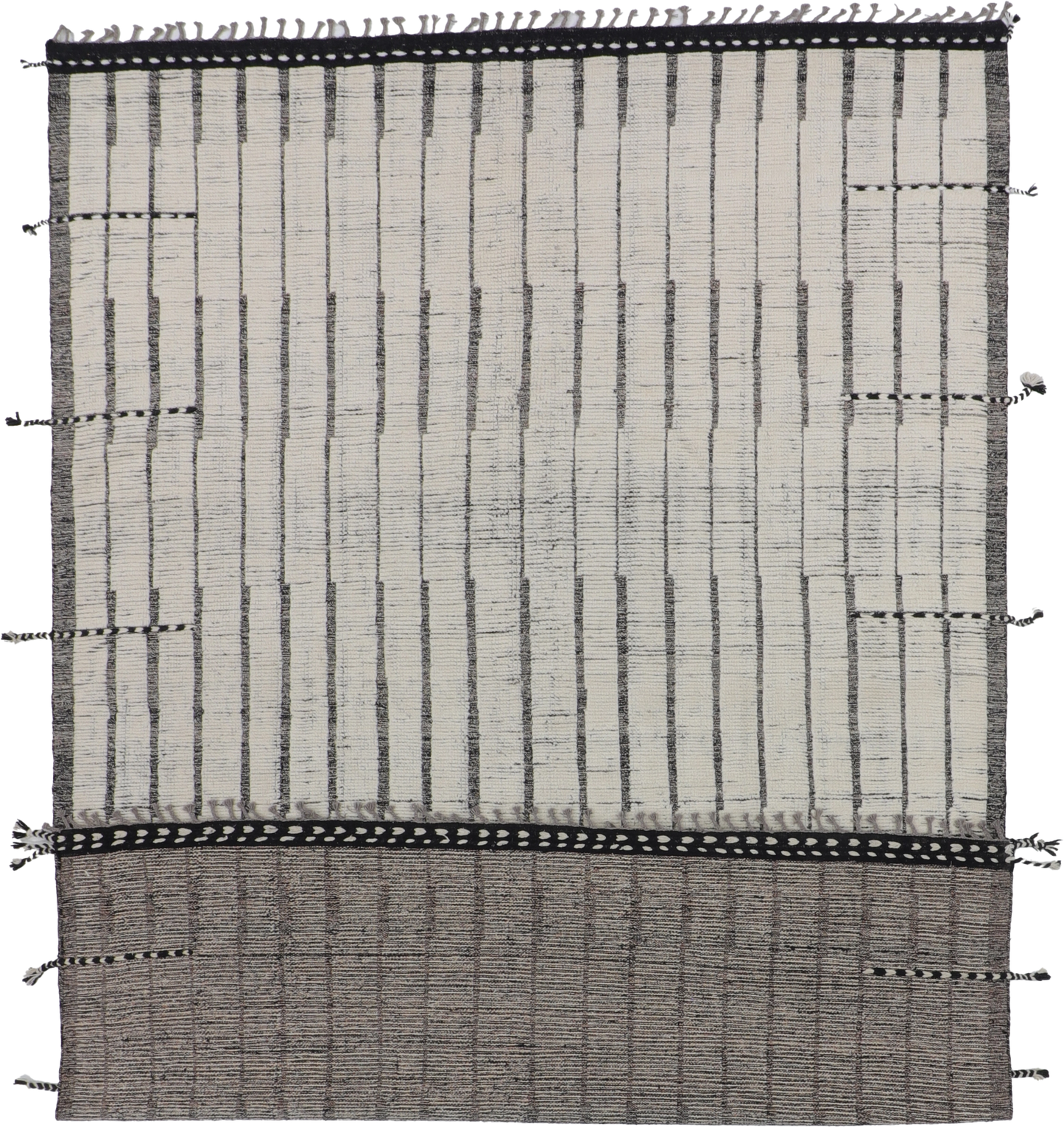 W 8.9 L 12.9 Moroccan 100% Wool Hand-Woven Geometric Design - 66177