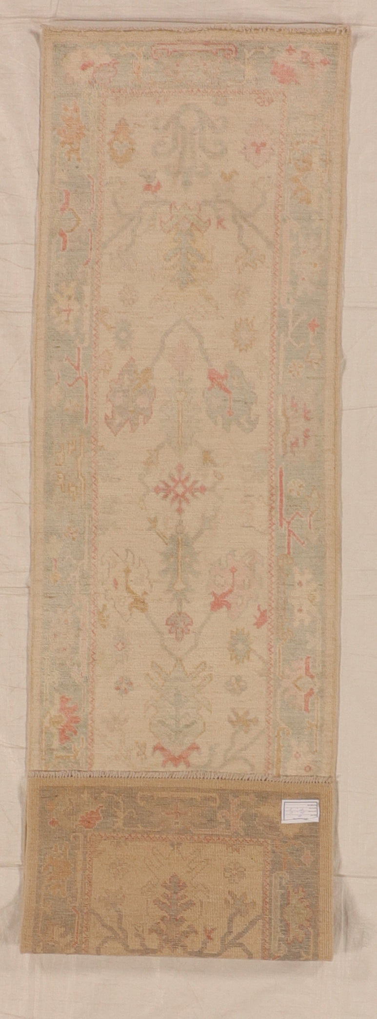 W 2.8 L 9.8 Oushak Runner 100% Wool Handmade Pakistan All Over Design - 66189