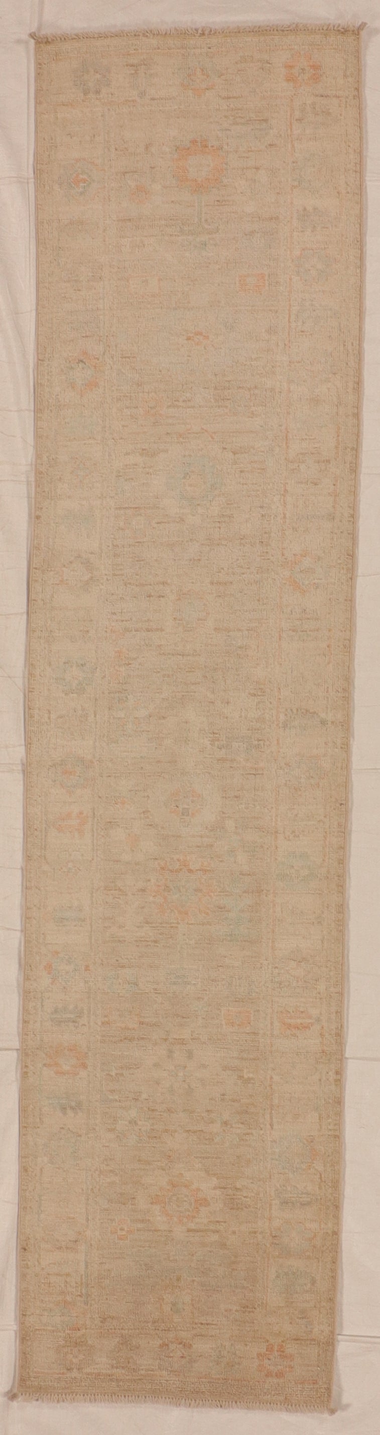 W 2.8 L 11.6 Oushak Runner 100% Wool Handmade Pakistan All Over Design - 66190