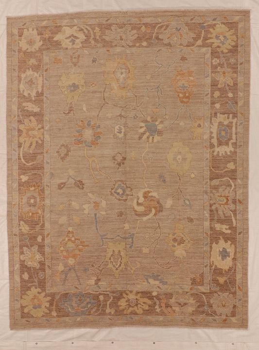 W 9.2 L 11.10 Oushak 100% Wool Handmade All Over Design - 66200