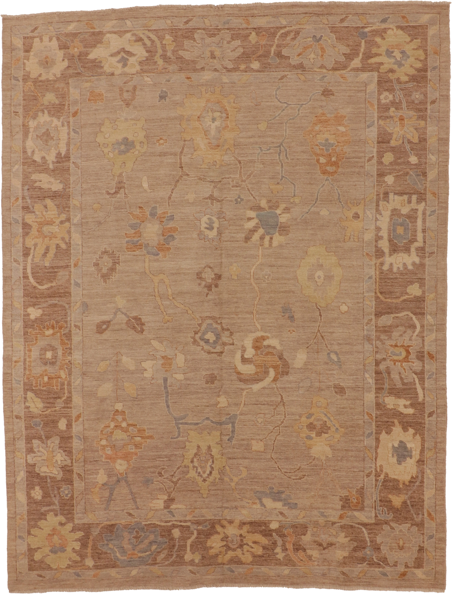 W 9.2 L 11.10 Oushak 100% Wool Hand-Woven All-Over Design - 66200