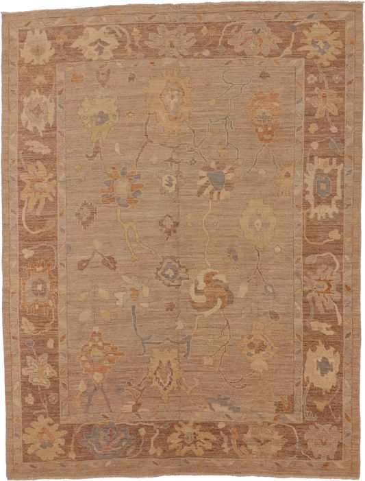 W 9.2 L 11.10 Oushak 100% Wool Hand-Woven All-Over Design - 66200