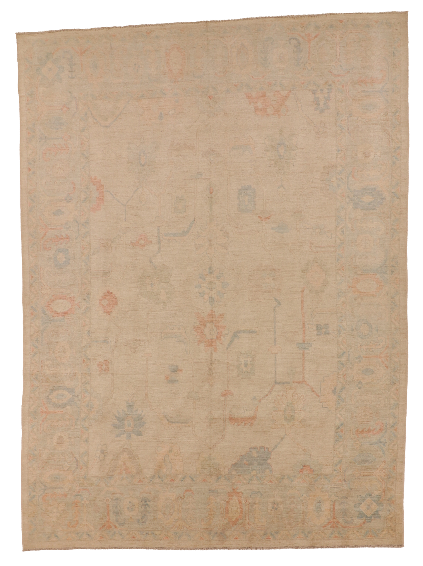 W 10.1 L 13.8 Oushak 100% Wool Hand-Woven All-Over Design - 66202