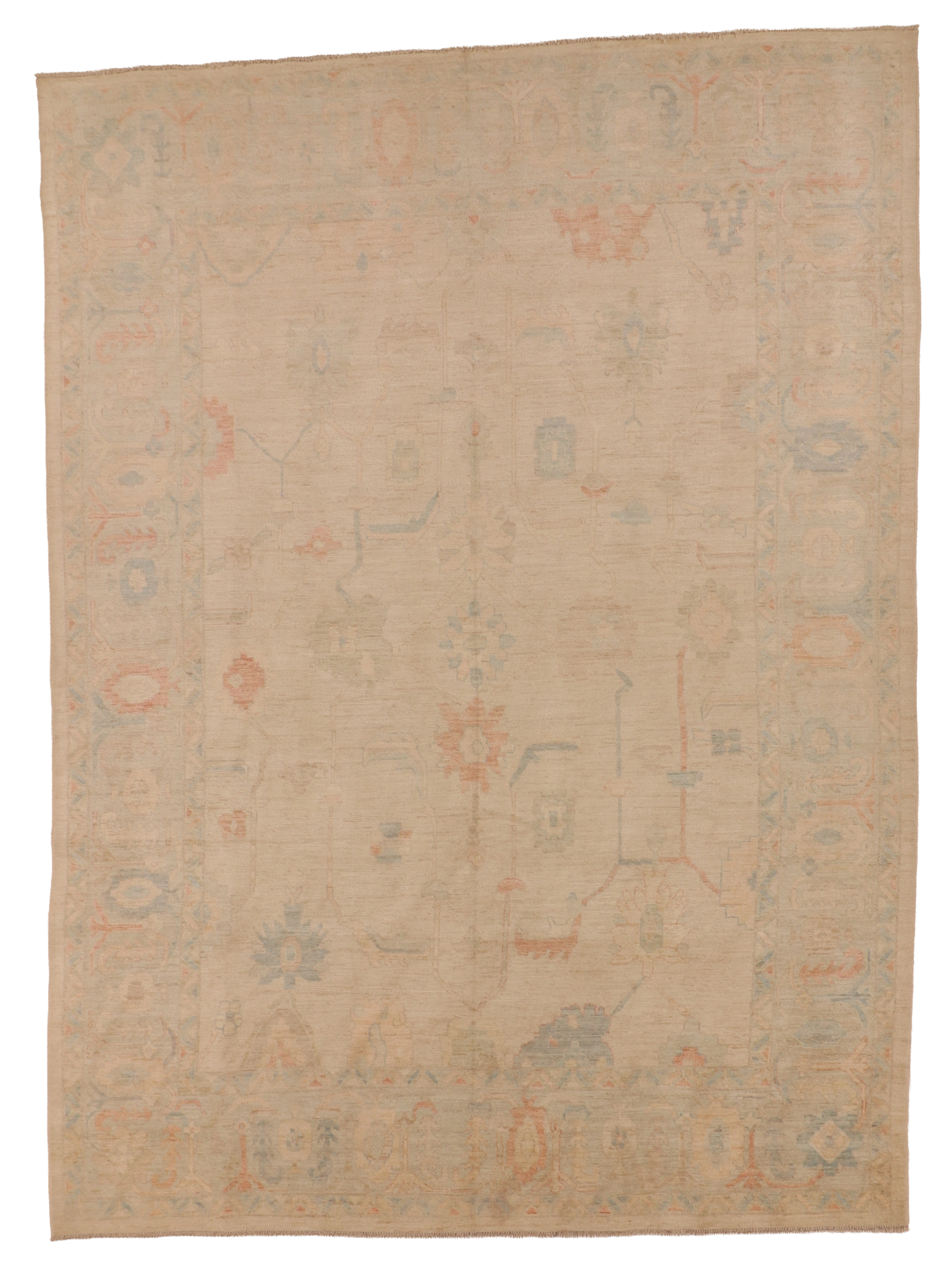 W 10.1 L 13.8 Oushak 100% Wool Hand-Woven All-Over Design - 66202