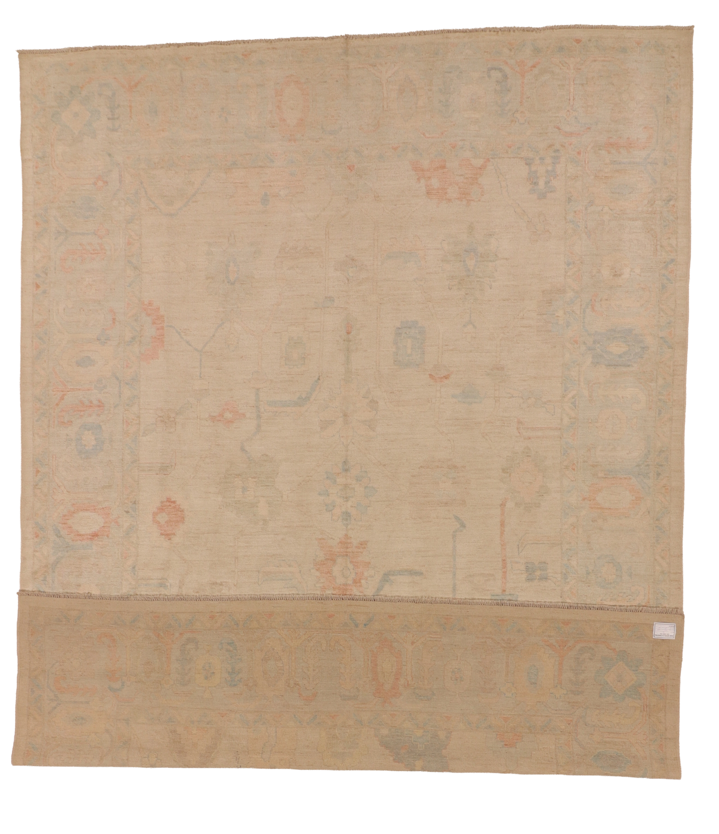 W 10.1 L 13.8 Oushak 100% Wool Hand-Woven All-Over Design - 66202