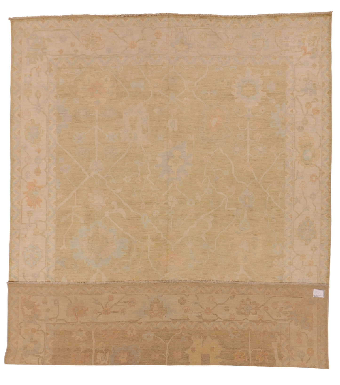 W 9.11 L 13.9 Oushak 100% Wool Hand-Woven All-Over Design - 66203