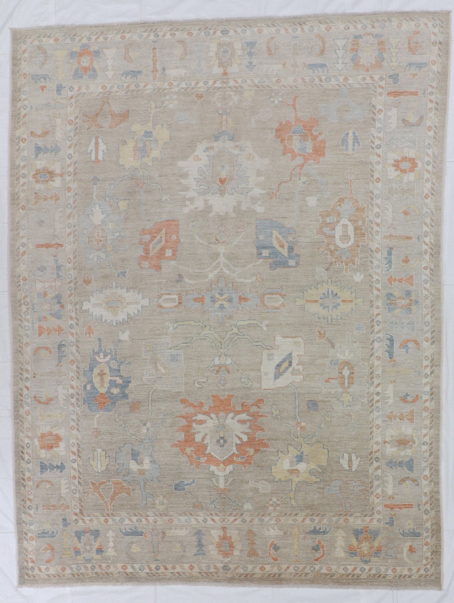 W 8.11 L 11.7 Oushak 100% Wool Handmade Persia All Over Design - 66204