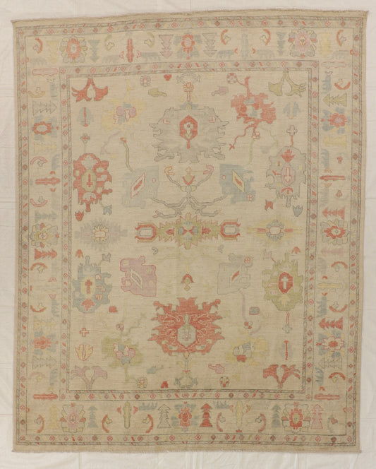 W 7.11 L 9.10 Oushak 100% Wool Hand-Knotted Pile Rug - 66212