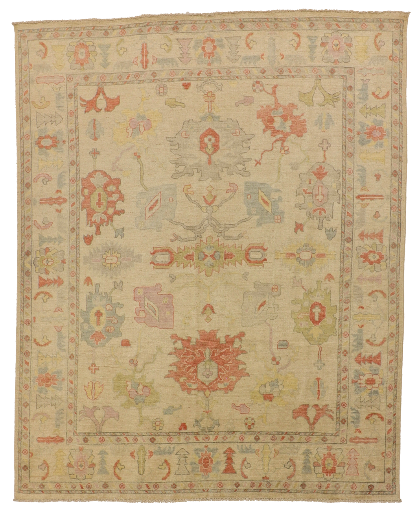 W 7.11 L 9.10 Oushak 100% Wool Hand-Knotted Pile Rug - 66212