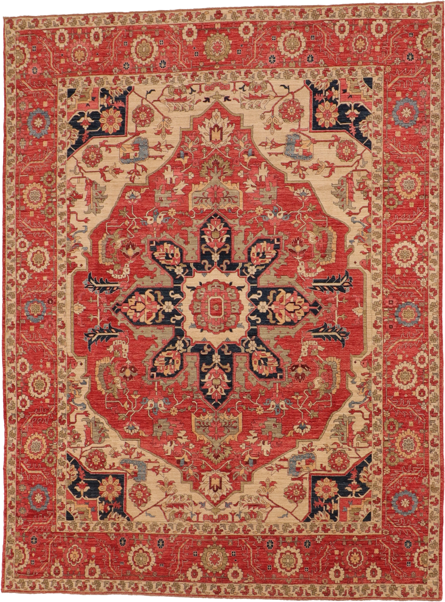 W 9 L 11.11 Serapie 100% Wool Hand-Woven All-Over Design - 66213
