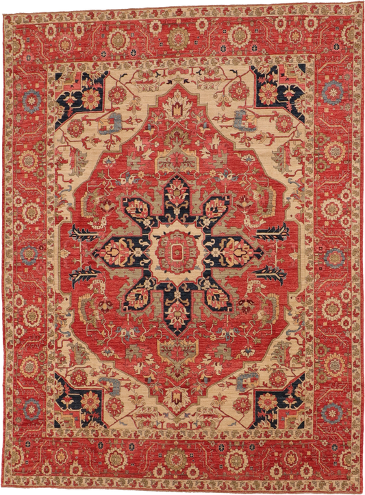 W 9 L 11.11 Serapie 100% Wool Hand-Woven All-Over Design - 66213
