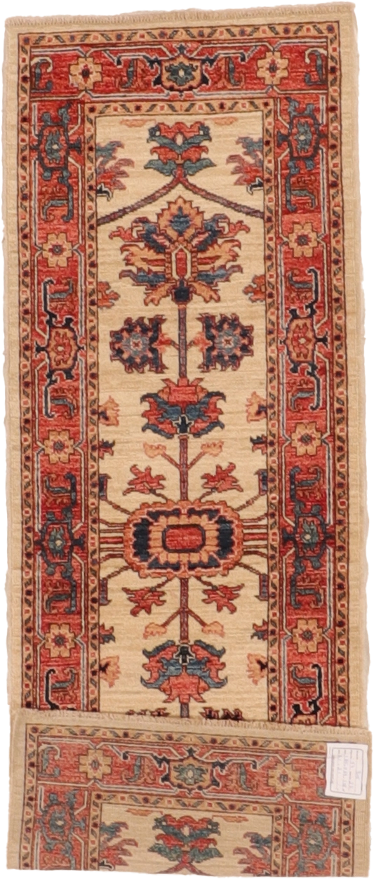 W 2.1 L 6.2 Heriz Runner 100% Wool Hand-Woven All-Over Design - 66221
